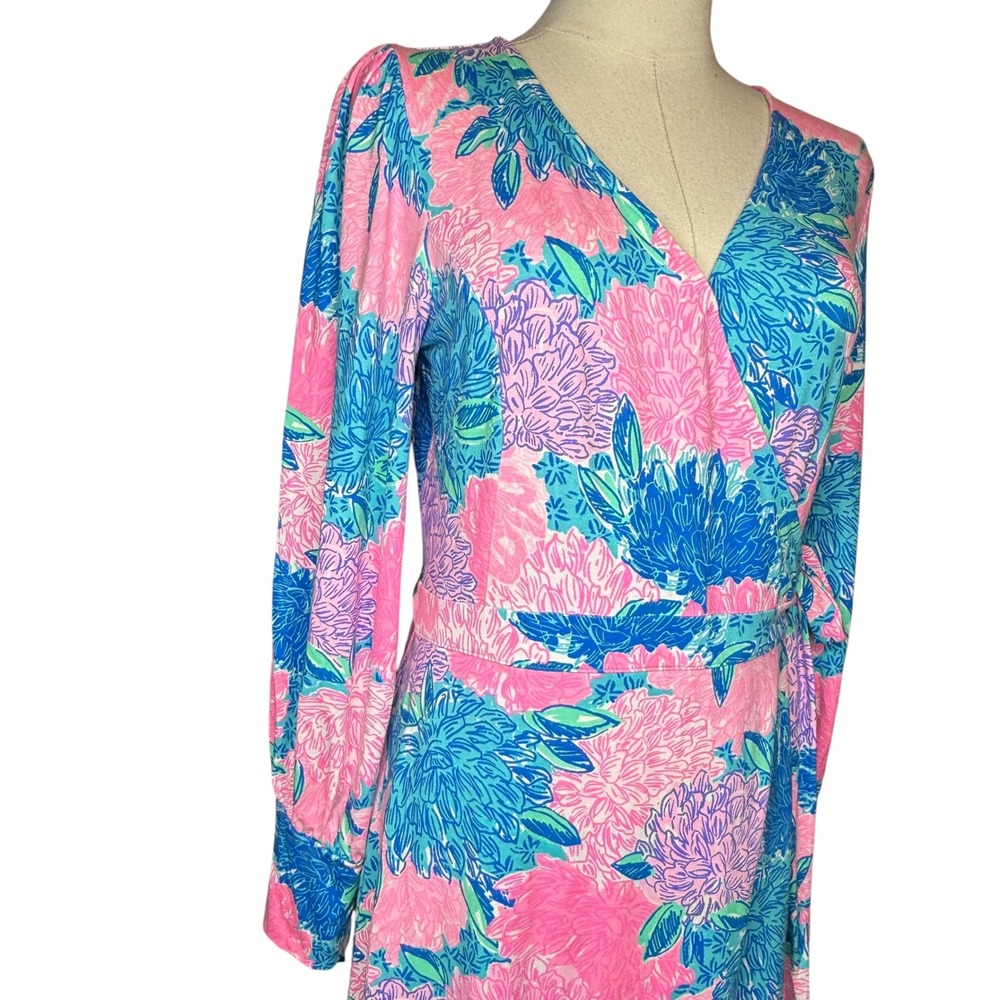 Lilly Pulitzer Rosalinda Wrap Dress Beach House Blooms Floral Resort Wear Preppy - Picture 4 of 6